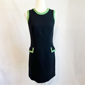 Vintage Bentley Arbuckle Black Green Mod Go-Go Sheath Mini Dress Size 4  USA